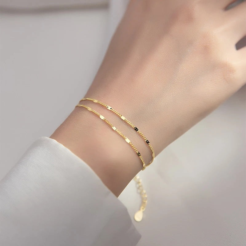 Bracelet fin pour femme à double chaîne
