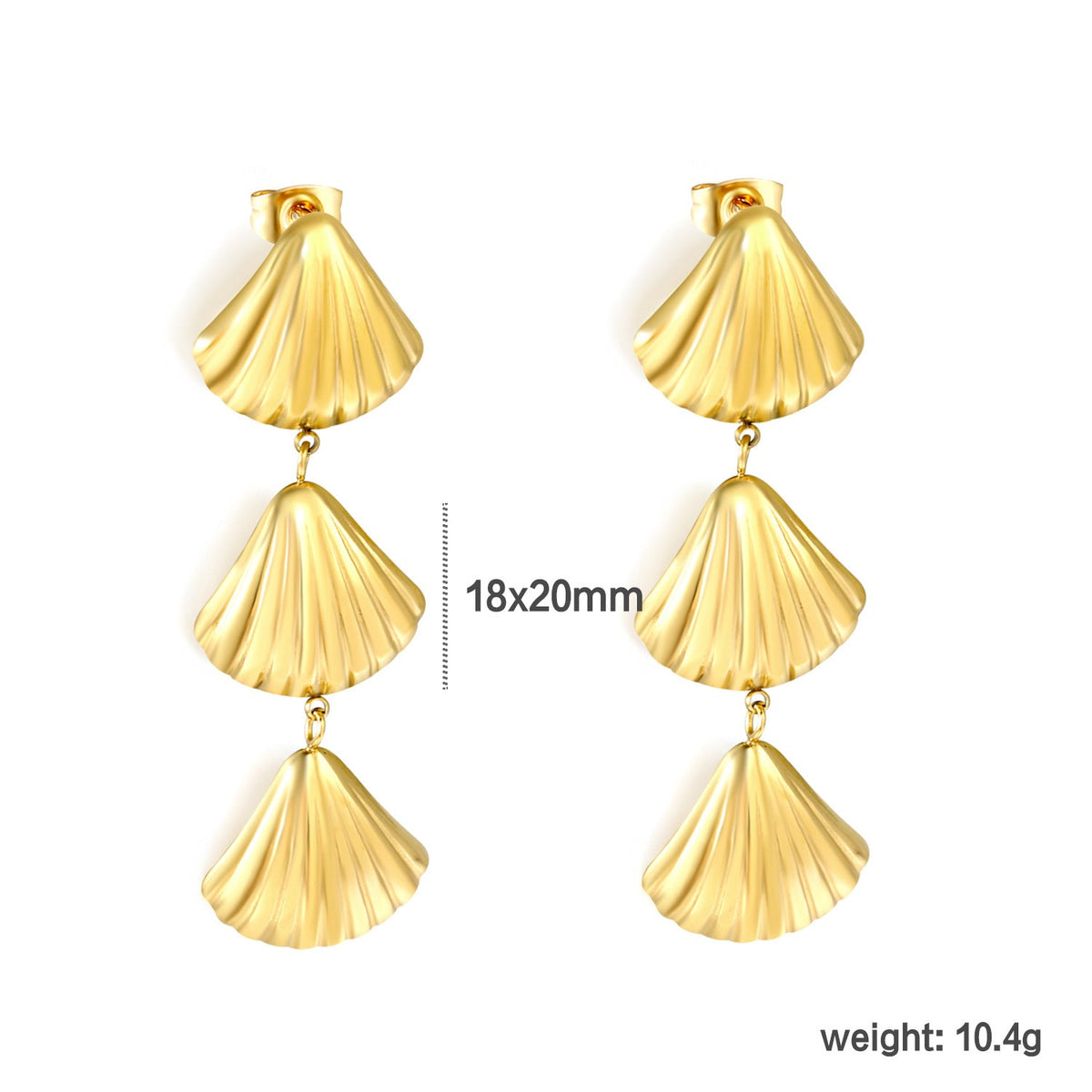 Boucles d'oreilles pendantes en acier inoxydable en forme de coquillage