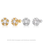 Boucles d'oreilles pour femme avec zircon et argent sterling 925