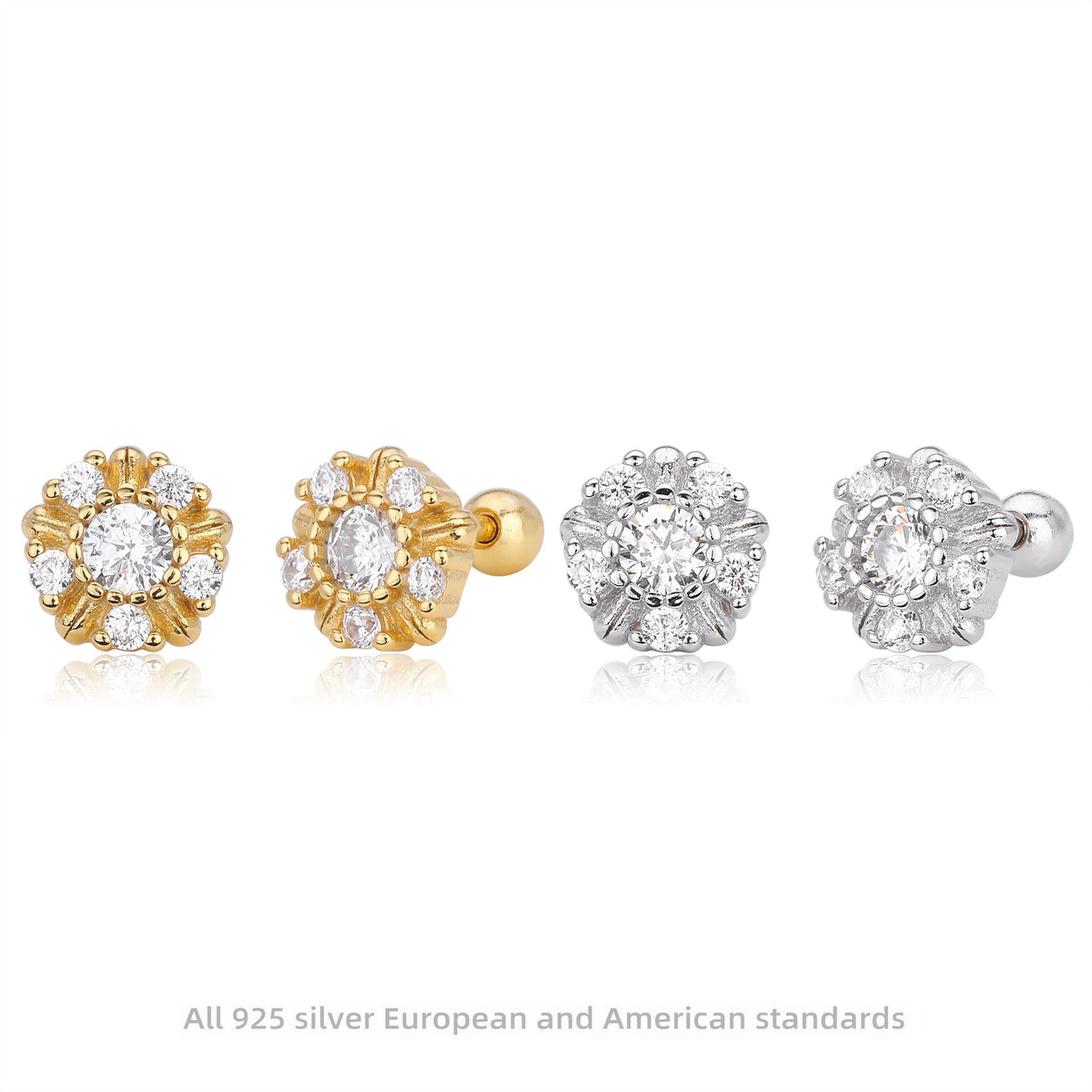 Boucles d'oreilles pour femme avec zircon et argent sterling 925