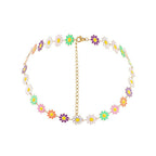 Collier chaîne à pendentif floral