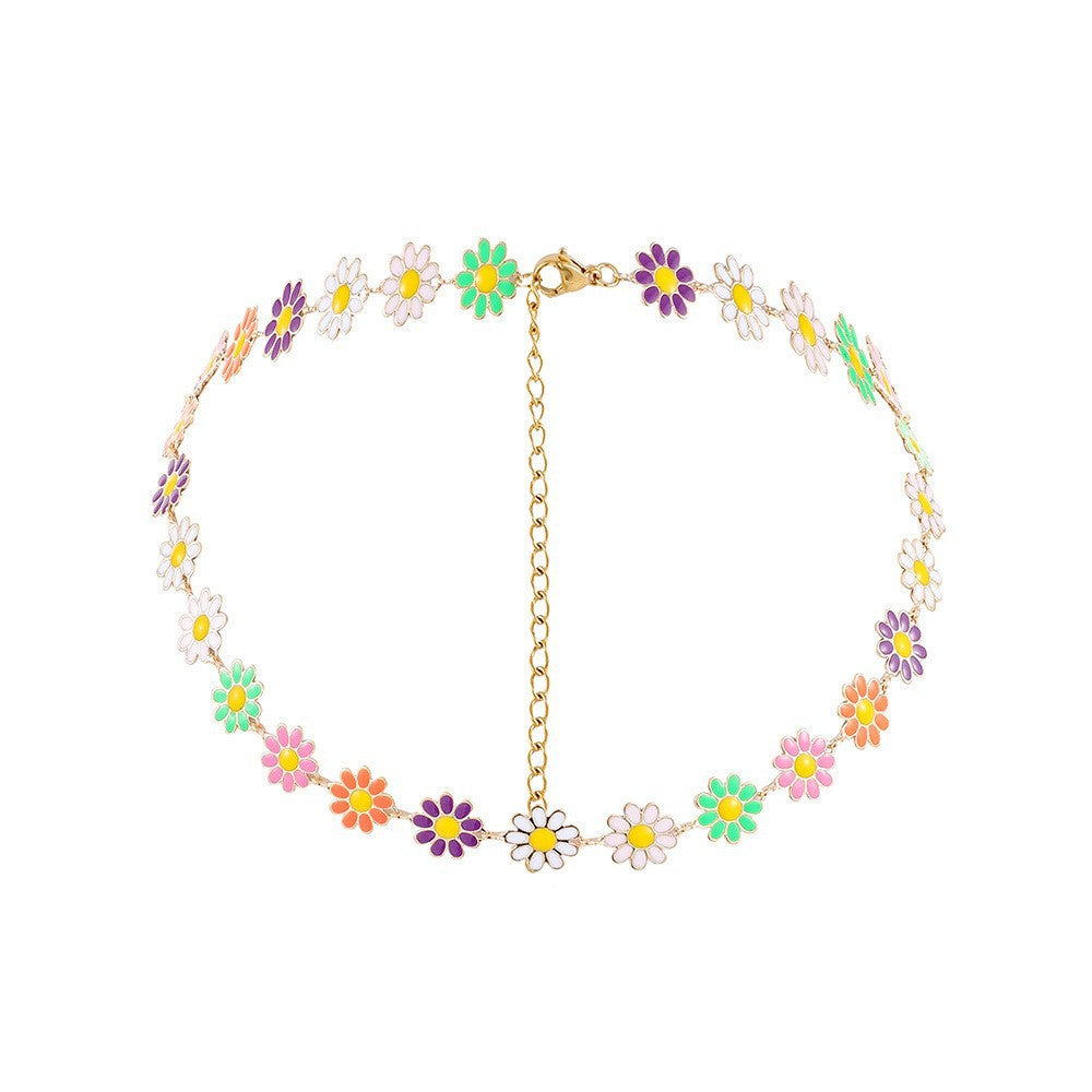 Collier chaîne à pendentif floral