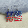 Boucles d'oreilles chiffres en acrylique avec pendentifs étoiles et rayures
