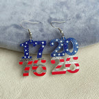 Boucles d'oreilles chiffres en acrylique avec pendentifs étoiles et rayures