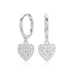 Boucles d'oreilles pendantes pour femme avec cœurs en argent sterling 925