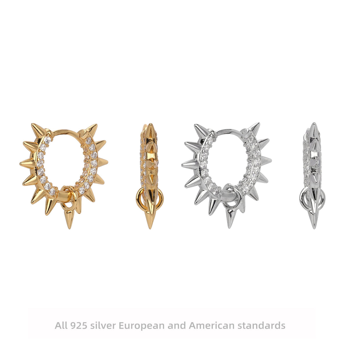Boucles d'oreilles pendantes pointues pour femme avec zircons
