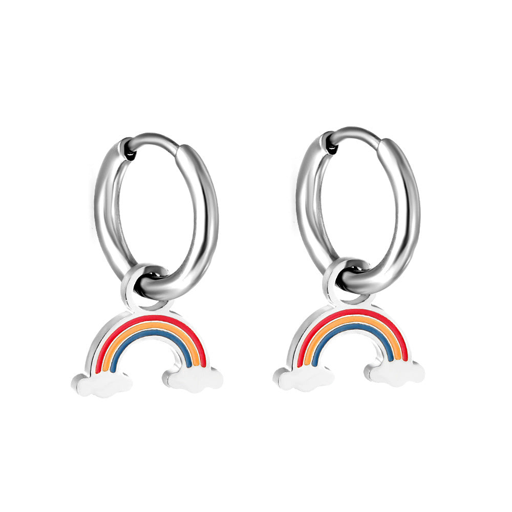 Boucles d'oreilles pendantes pour femme avec pendentifs arc-en-ciel