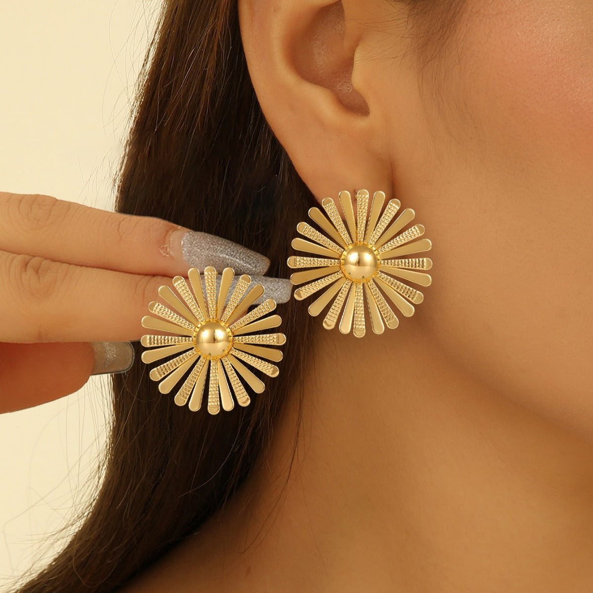 Boucles d'oreilles pour femme style tournesol