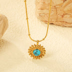 Collier pour femme avec pendentif soleil et chaîne réglable