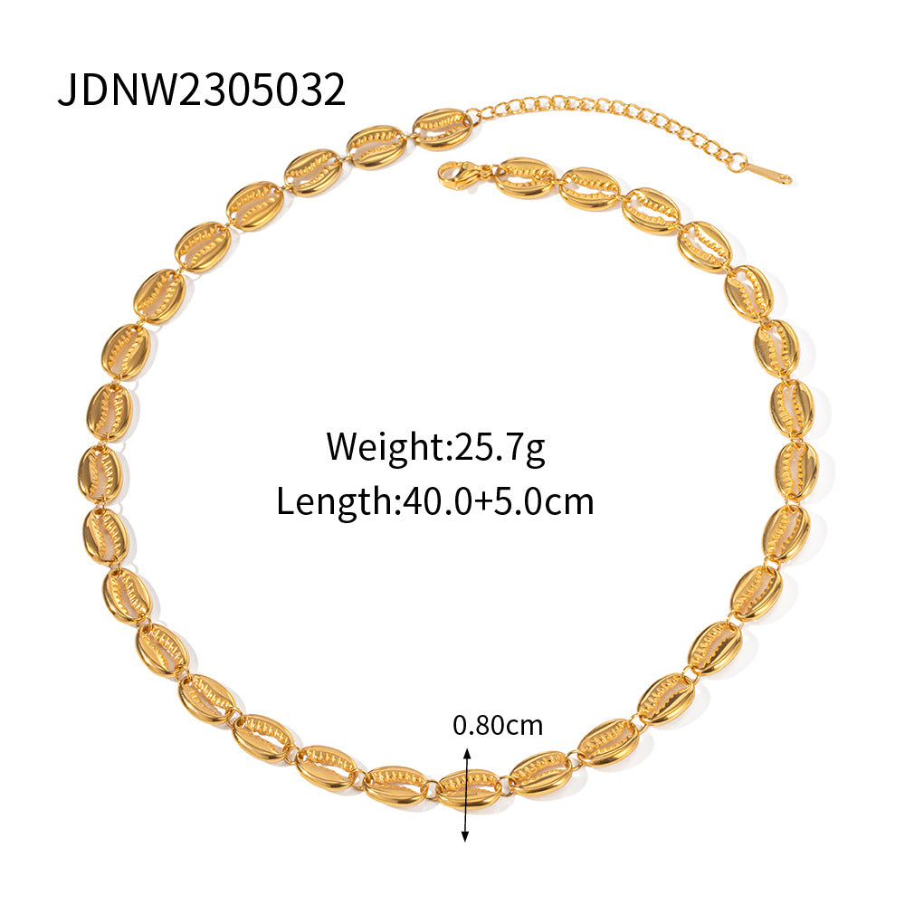 Collier pour femme avec pendentifs coquillages et fermoir réglable en acier inoxydable
