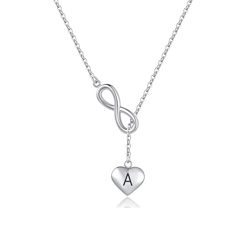 Collier pour femme avec symbole infini et pendentif cœur personnalisable