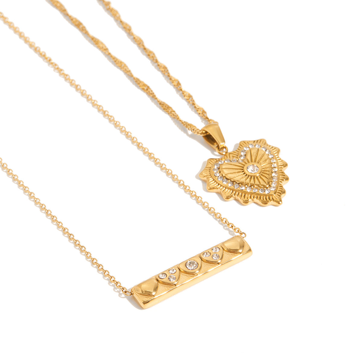 Collier pour femme en acier inoxydable hypoallergénique avec cristaux