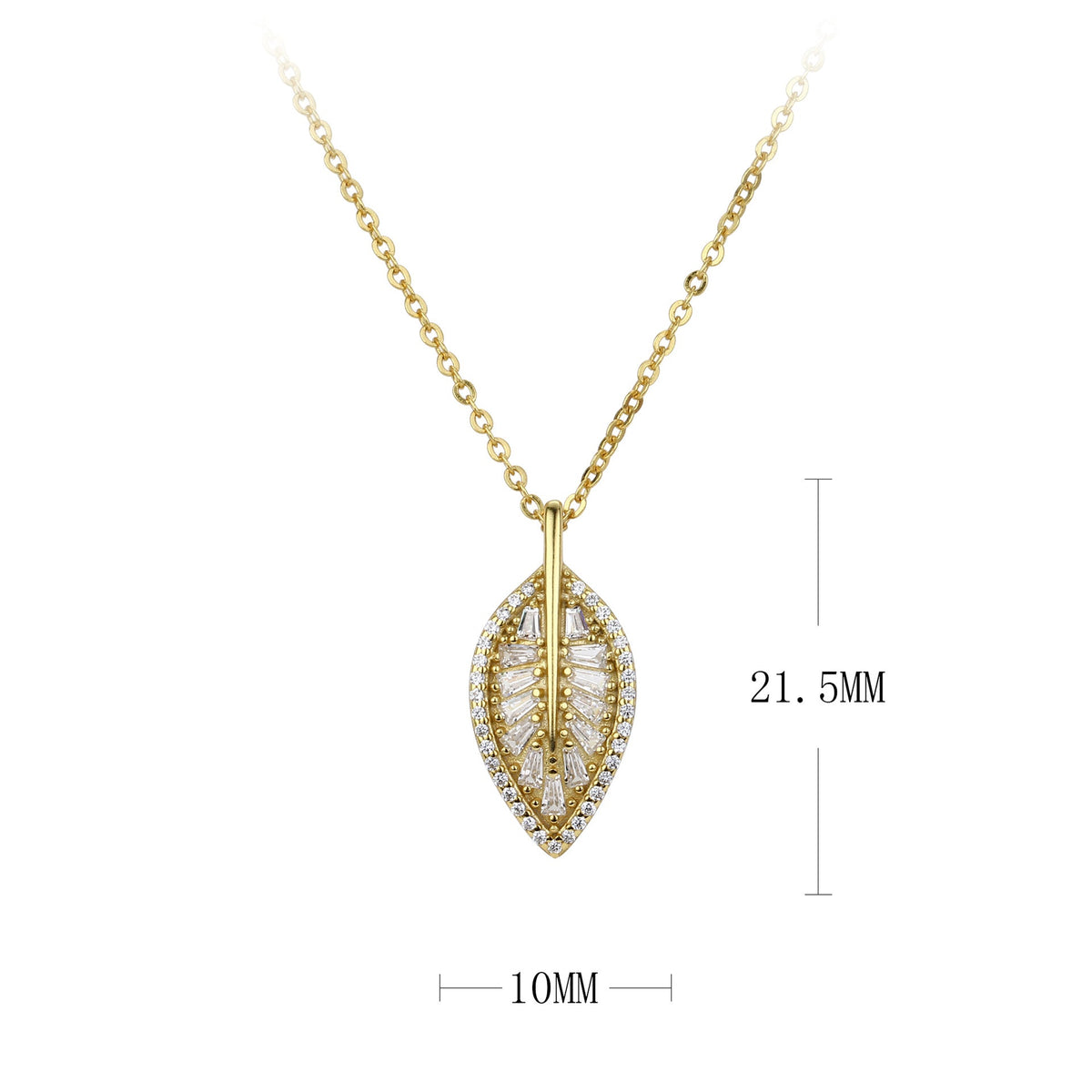 Collier pour femme avec pendentif feuille élégant et zircones