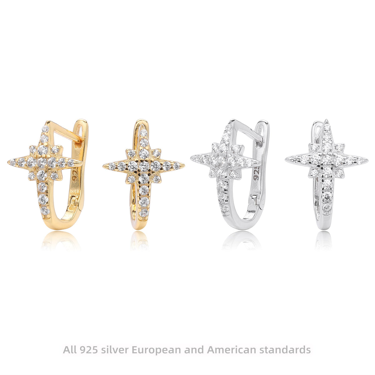 Boucles d'oreilles pendantes croix en argent sterling 925 et zircone