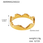 Bague ondulée pour femme en acier inoxydable