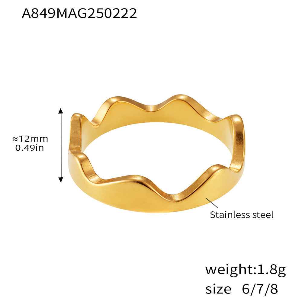 Bague ondulée pour femme en acier inoxydable