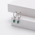 Boucles d'oreilles pendantes en argent sterling 925 avec zircons