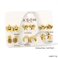 Set de boucles d'oreilles pour femme en acier inoxydable doré