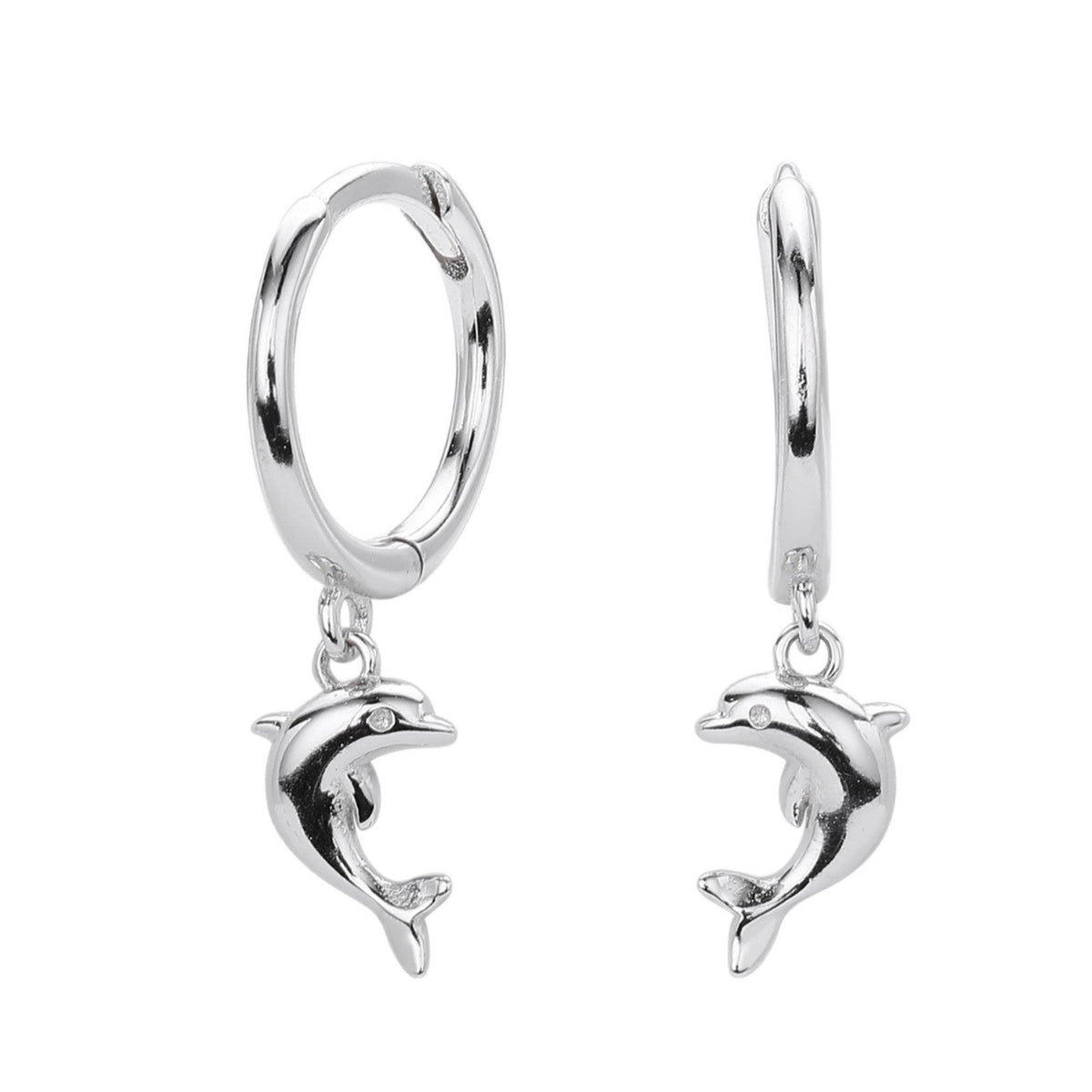 Boucles d'oreilles pendantes dauphin en argent sterling 925