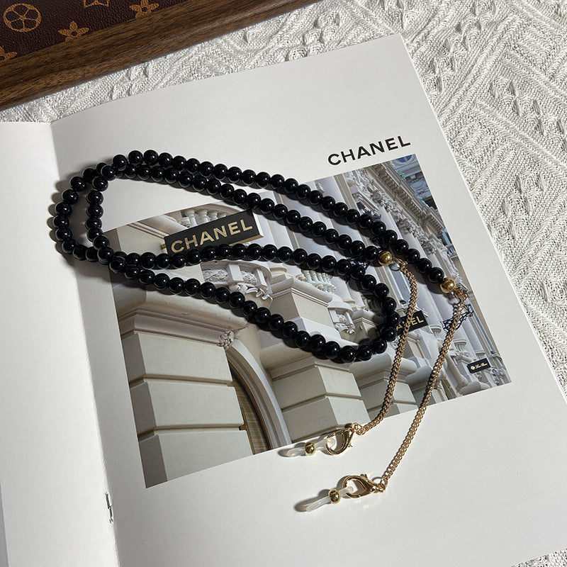 Chaîne de bijoux tendance en perles d'onyx