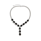Collier Y pour femme avec pierres turquoise et finition argentée