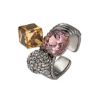 Bague pour femme avec cristaux colorés et design en spirale