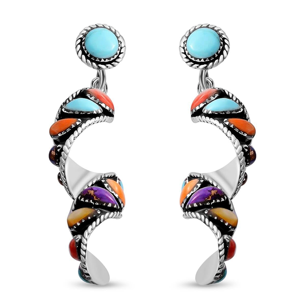 Boucles d'oreilles pendantes ornées de turquoise