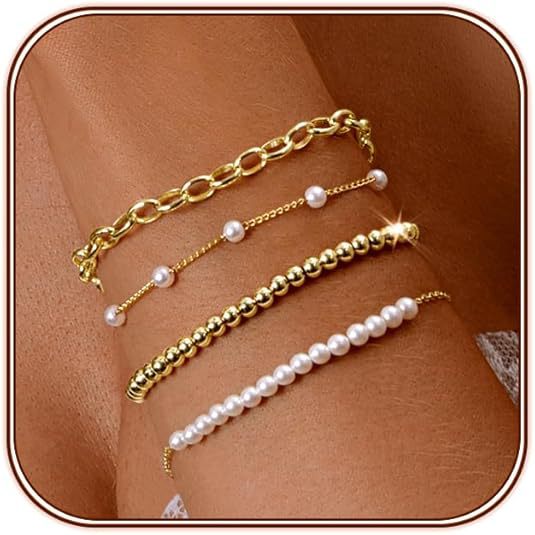 Ensemble de bracelets pour femme avec maillons et perles