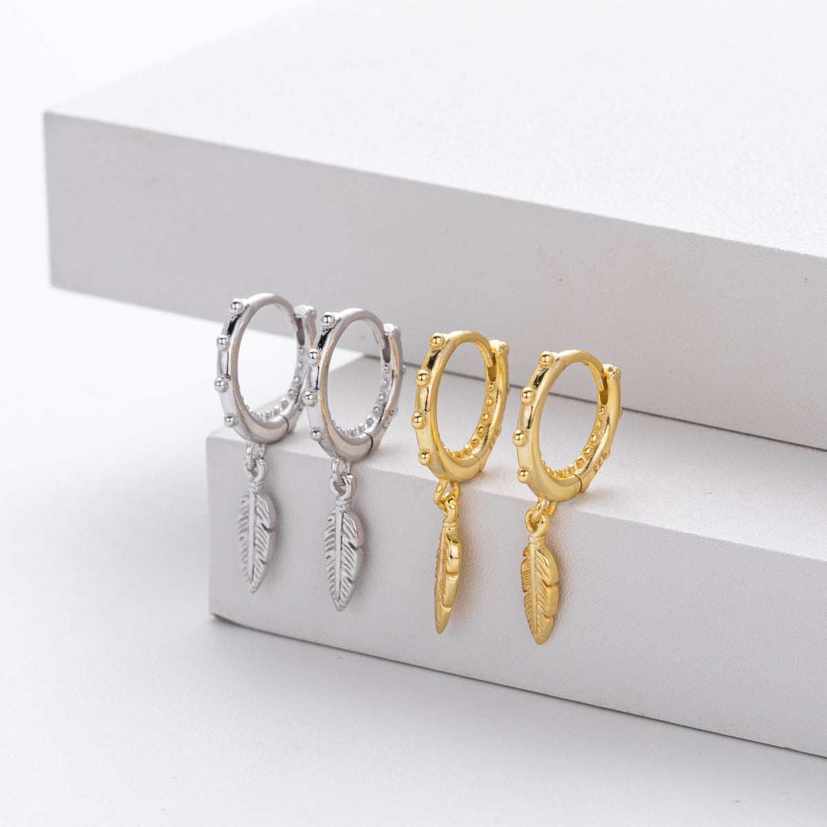 Boucles d'oreilles pendantes avec feuilles filigranes en argent sterling 925
