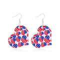 Boucles d'oreilles pendantes en forme de cœur avec imprimé drapeau