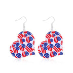 Boucles d'oreilles pendantes en forme de cœur avec imprimé drapeau