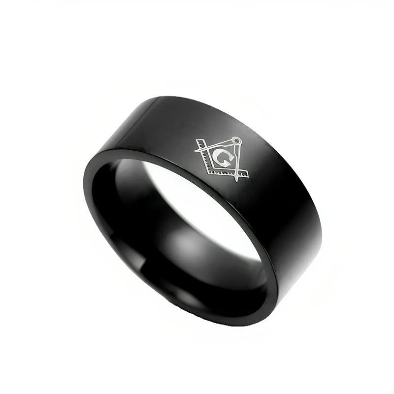 Bague pour homme avec surface polie et symbole