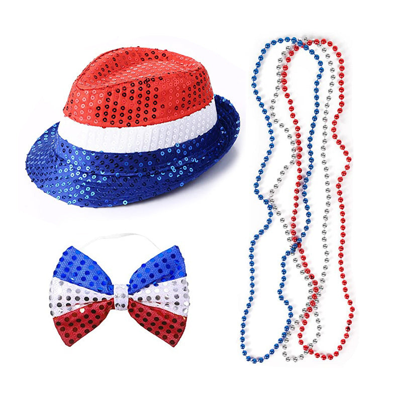 Ensemble de colliers de perles métalliques style parade pour le jour de l'Indépendance
