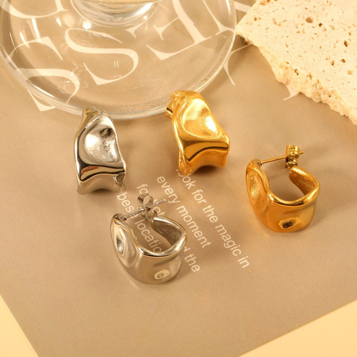 Boucles d'oreilles pendantes élégantes en acier inoxydable