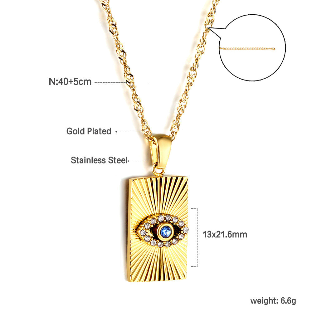 Collier pour femme avec pendentif carré orné de cristaux