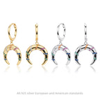 Boucles d'oreilles pour femme en argent sterling 925 et zircons colorés
