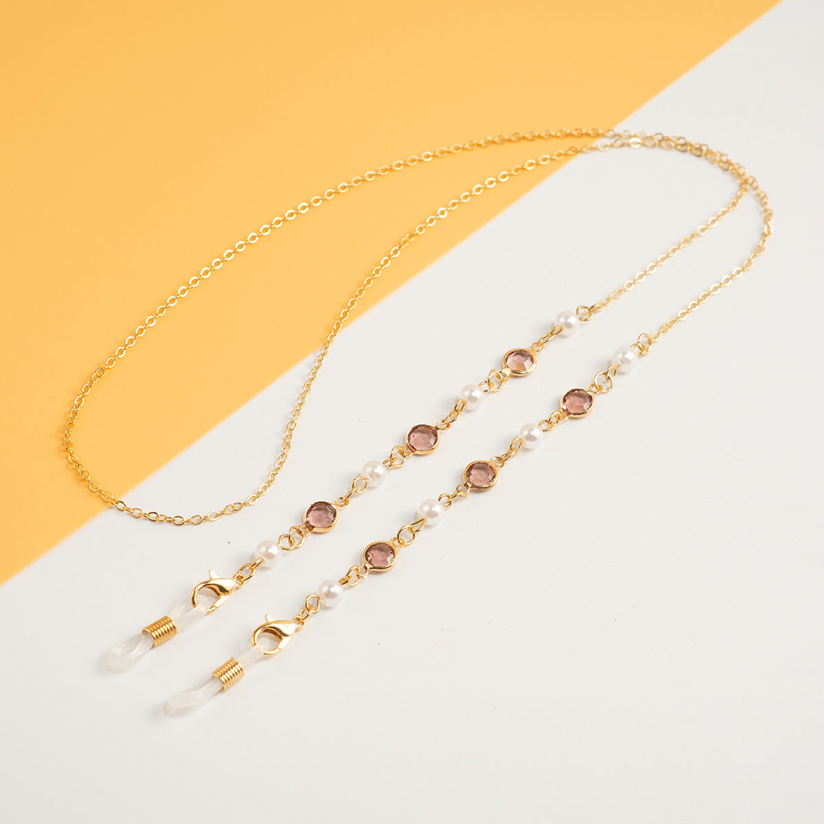 Chaîne de lunettes perles et cristaux
