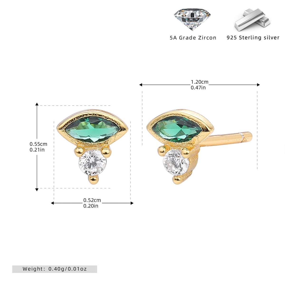 Boucles d'oreilles pour femme motif œil protecteur en argent sterling 925