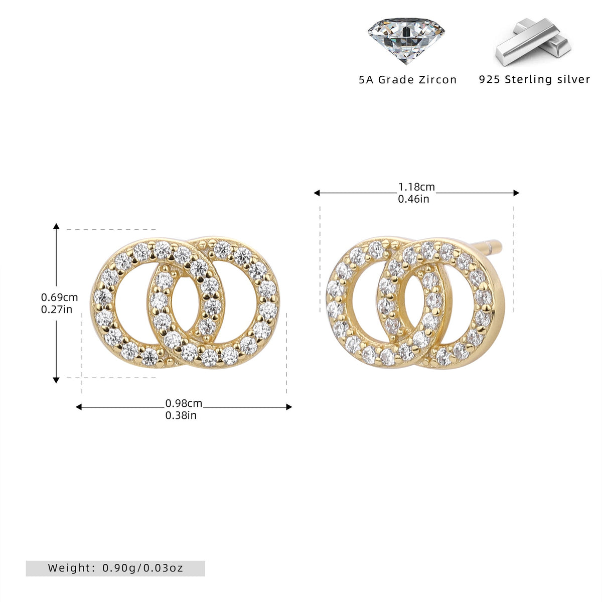 Boucles d'oreilles doubles anneaux en argent sterling 925