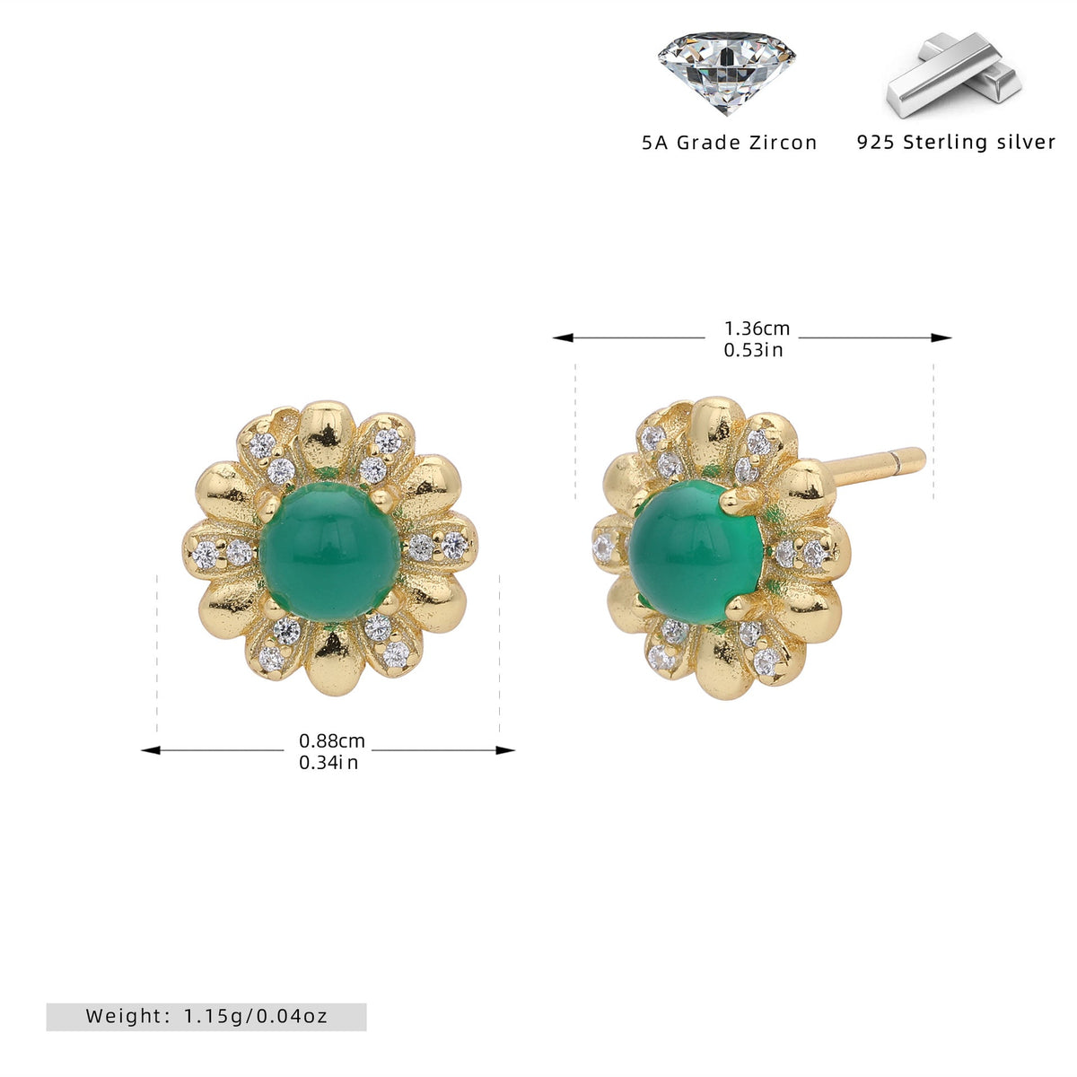 Boucles d'oreilles pour femme motif floral en argent sterling 925