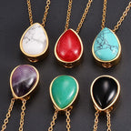 Collier doré pour femme avec pendentif goutte en pierre