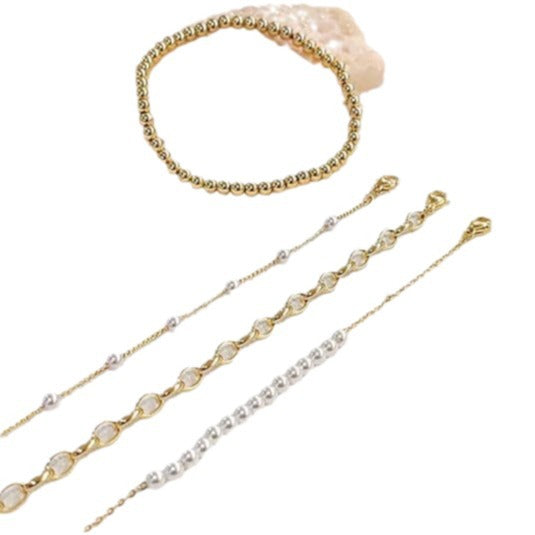 Ensemble de bracelets pour femme avec maillons et perles