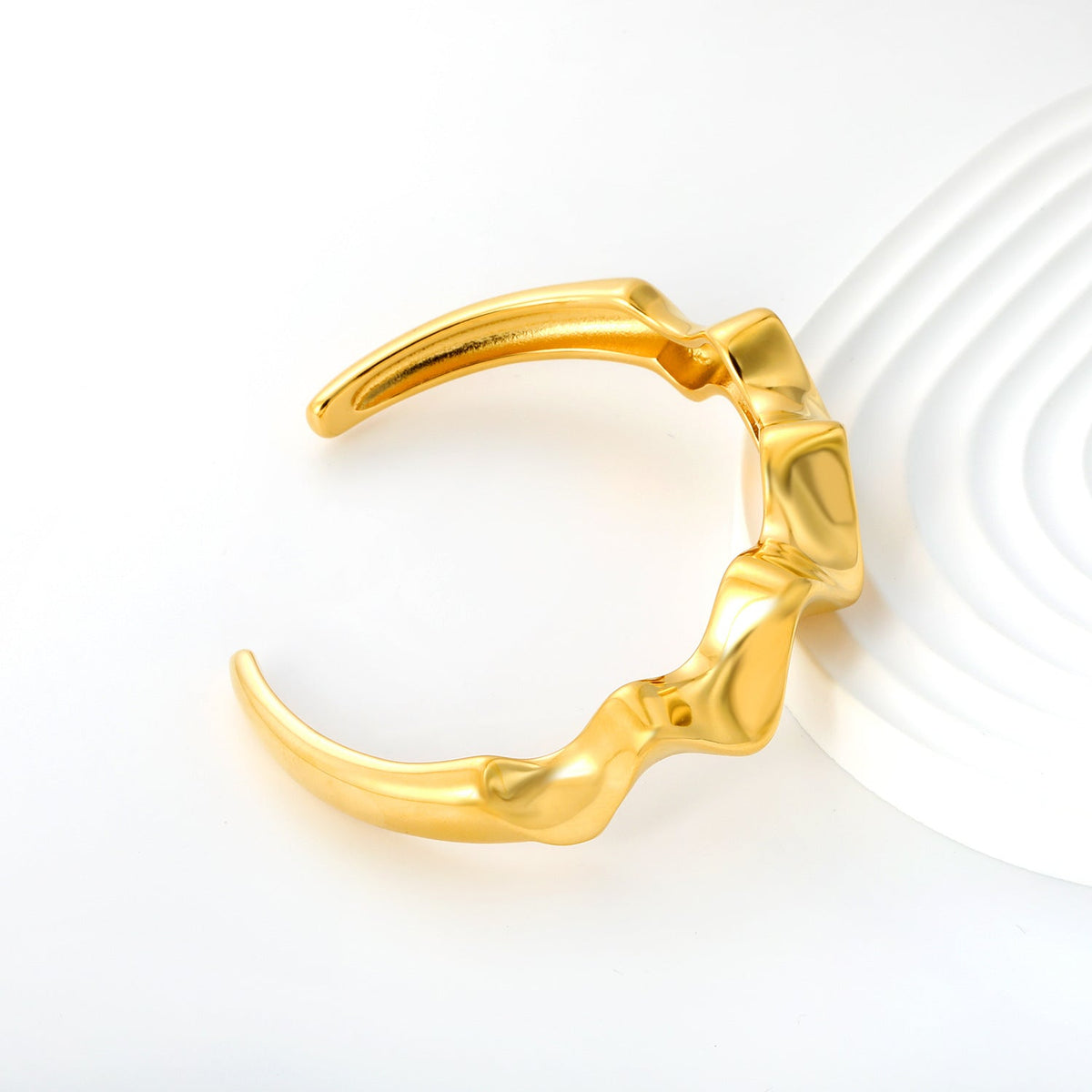 Bracelet jonc ondulé pour femme en acier inoxydable