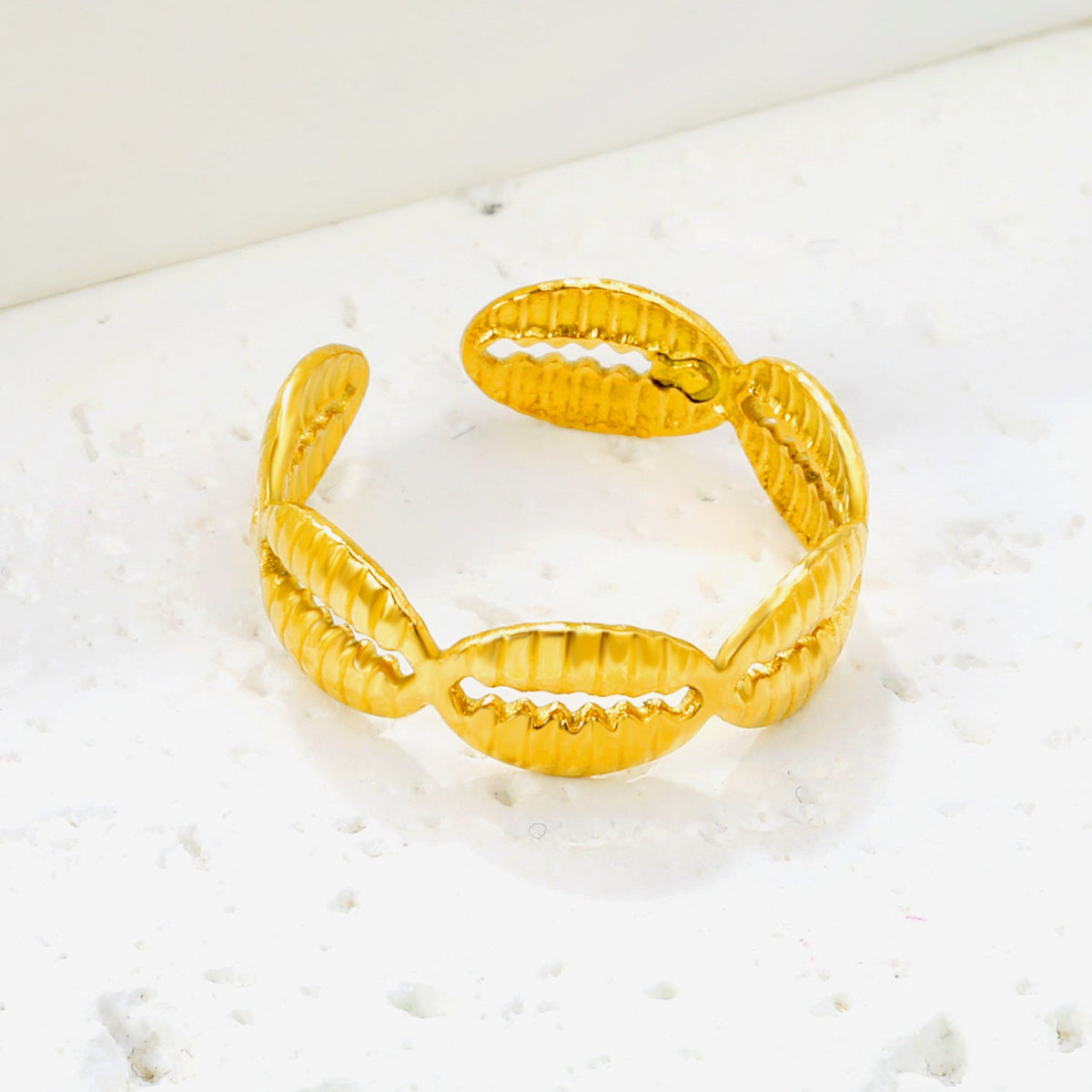 Bague réglable pour femme avec motif de feuilles