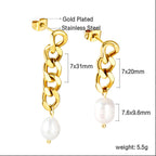 Boucles d'oreilles pendantes avec chaîne et perles