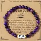 Bracelet de perles pour femme avec pendentif anniversaire personnalisable
