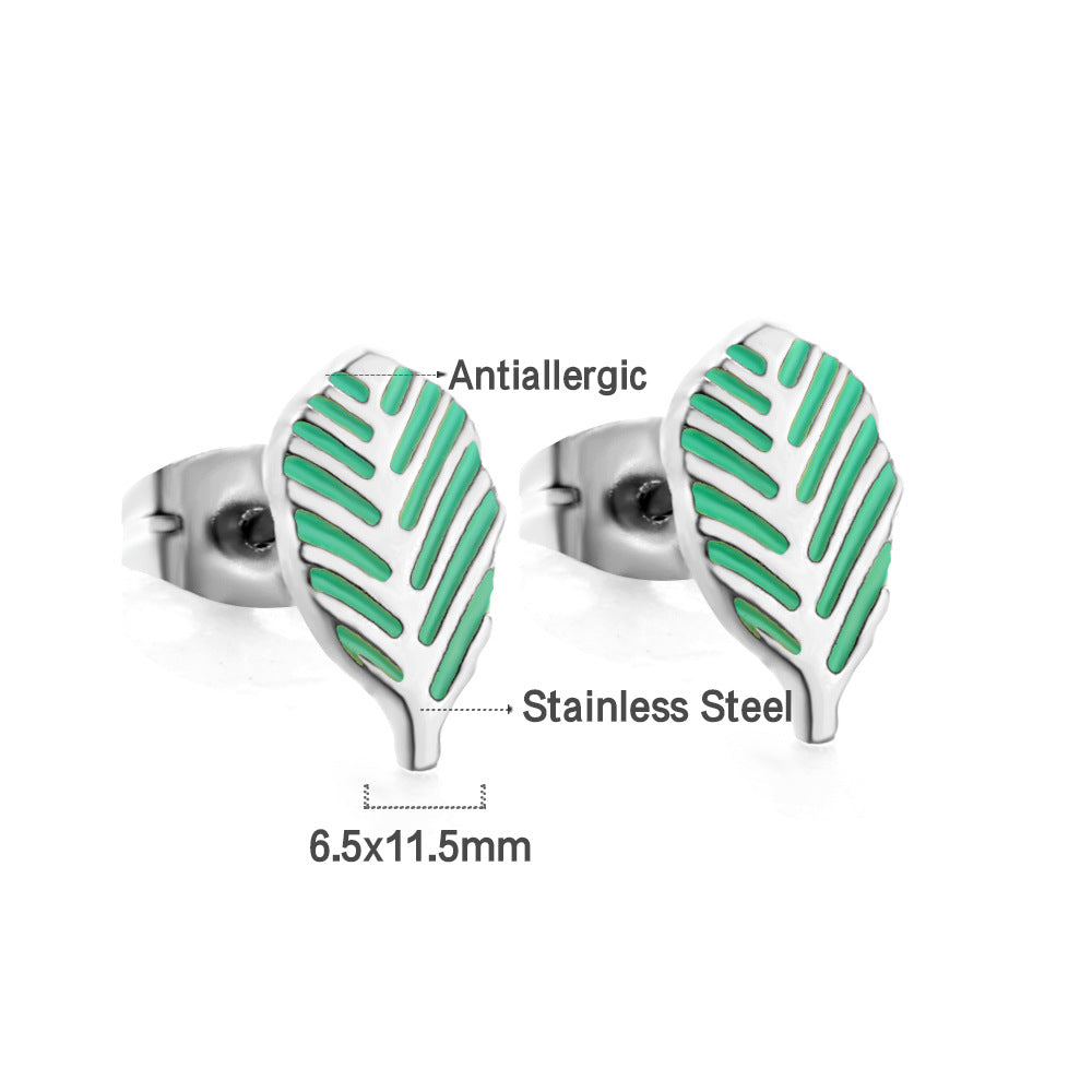 Damen Ohrringe mit Blattdesign aus Edelstahl und Goldplattierung