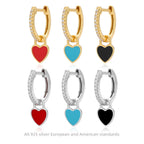 Boucles d'oreilles pendantes cœur en argent sterling 925