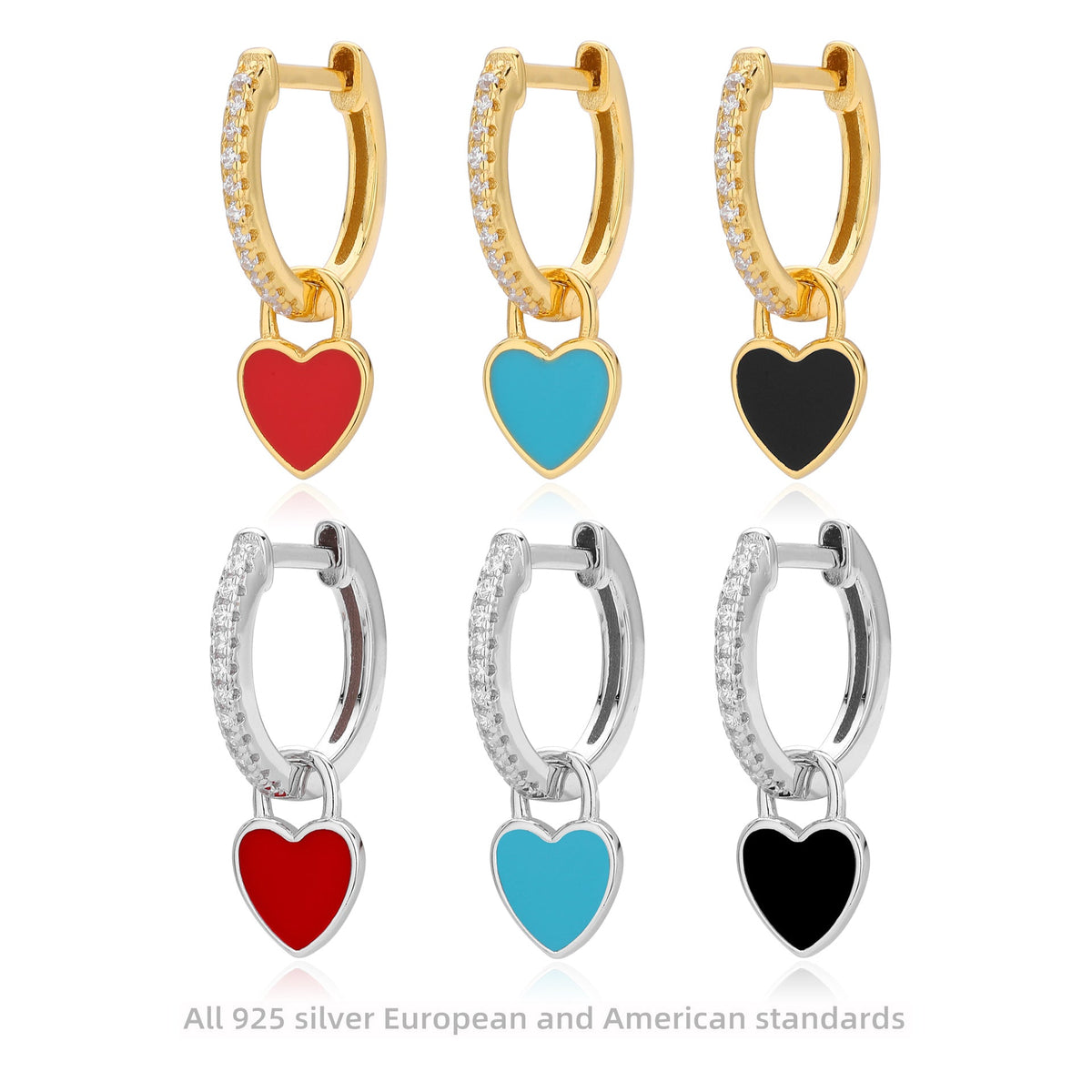 Boucles d'oreilles pendantes cœur en argent sterling 925