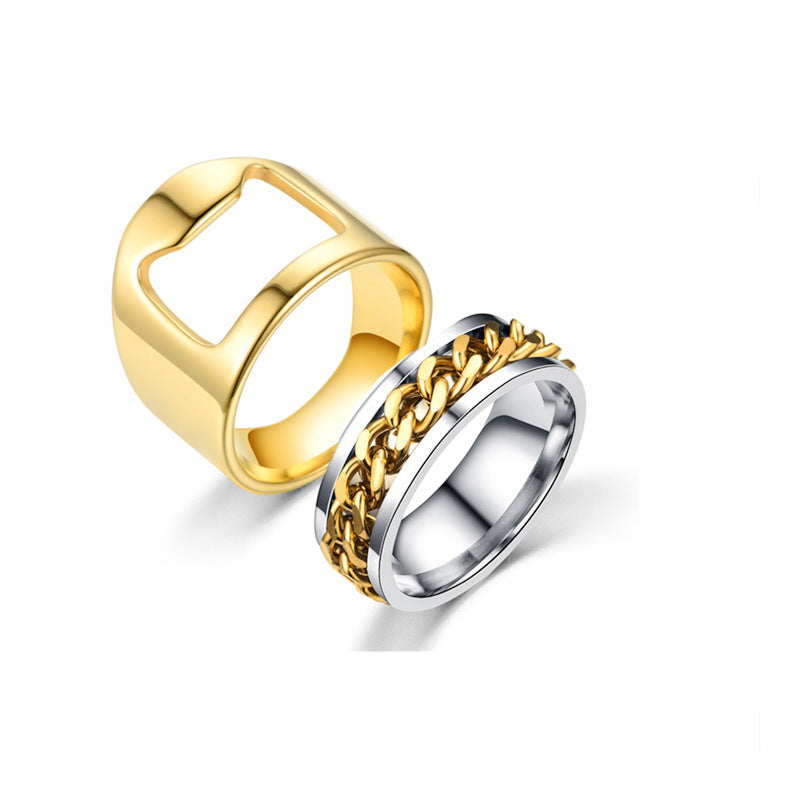Bague pour homme au design moderne à maillons et blocs